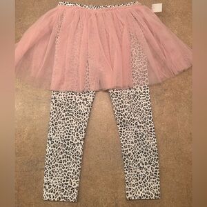 Miniclasix Baby Girls' Pink Tutu Leopard Leggings & Sweater Set